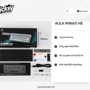 (Rappid Trigger) Bàn Phím / Phím Cơ Bàn phím cơ gaming Aula Mini60 HE 3 Modes 8K