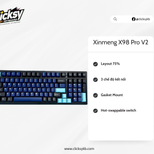 Bàn phím Xinmeng X98 Pro V2 ( 3mode- mạch xuôi- RGB- led viền ) Full STAB sẵn dùng luôn