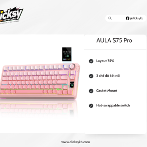 (NEW- SẴN) AULA S75 PRO - Bàn phím custom không dây | 3 mode | Mạch Xuôi | Núm Màn
